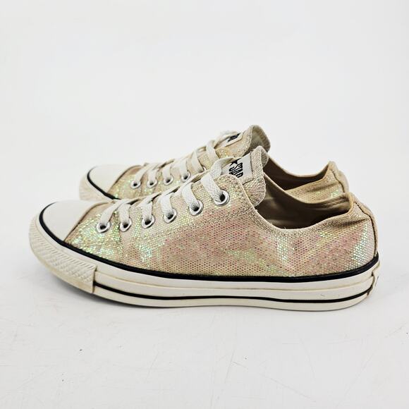 Converse All Star Ivory Iridescent Rainbow Glitter Sneakers Sneaker Shoe 9 - Picture 4 of 10